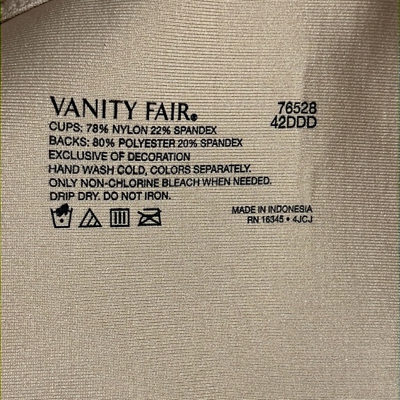 🆕Vanity Fair Radiant Smoothing Bra, Size 42F(DDD) - Picture 9 of 9